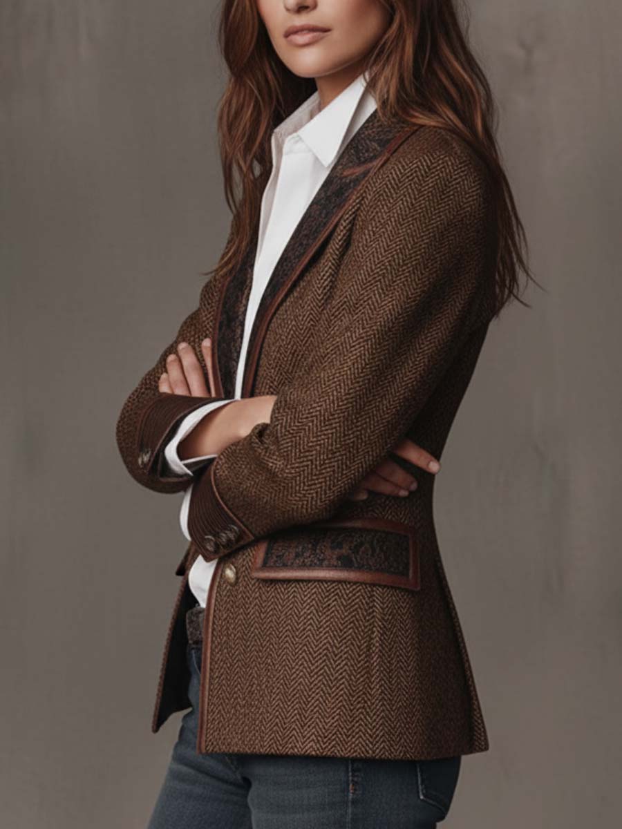 Gisèle | Chevron-Print Panelled Blazer