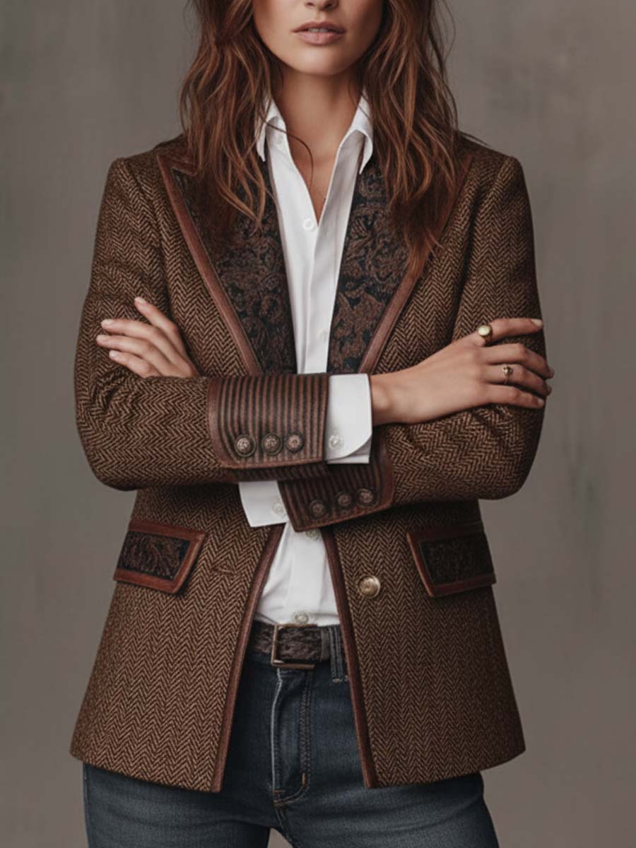 Gisèle | Chevron-Print Panelled Blazer