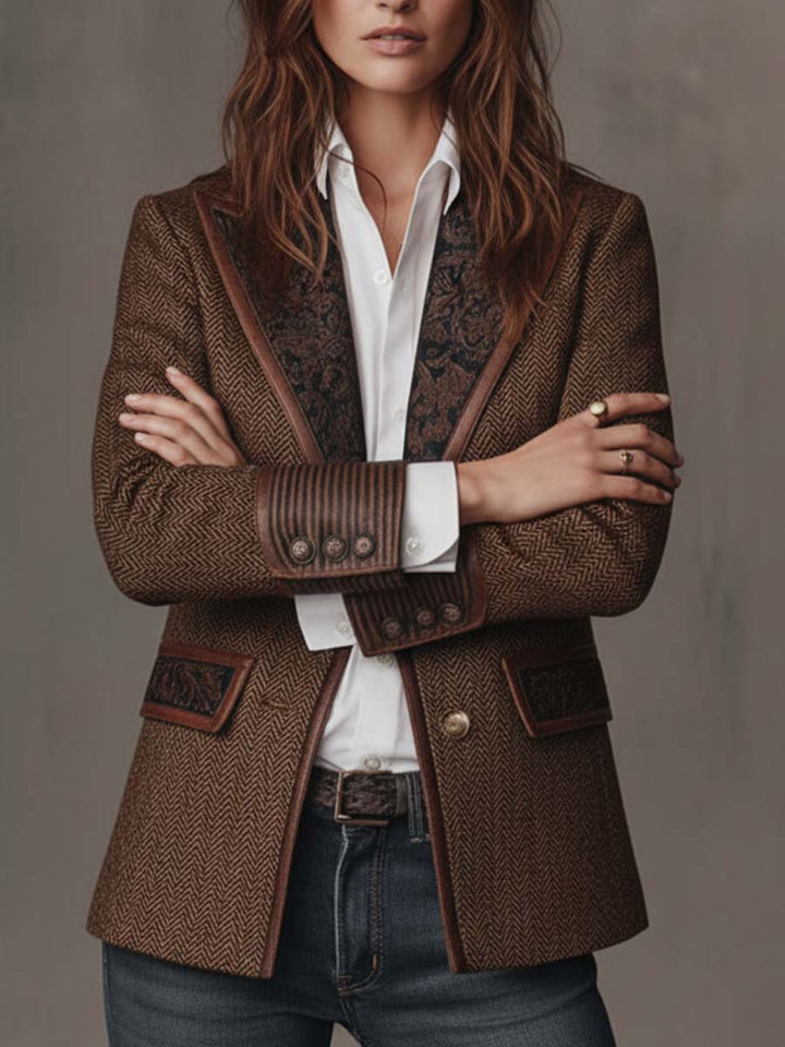 Gisèle | Chevron-Print Panelled Blazer