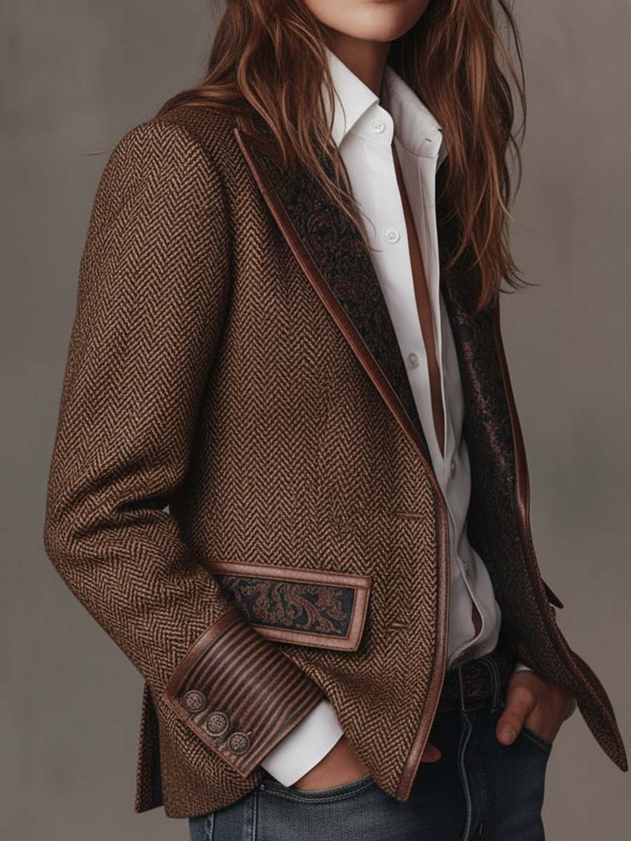 Gisèle | Chevron-Print Panelled Blazer