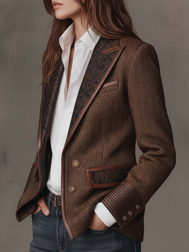 Gisèle | Chevron-Print Panelled Blazer