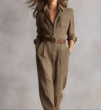 Célia | Brown Jumpsuit with Sophisticated Details