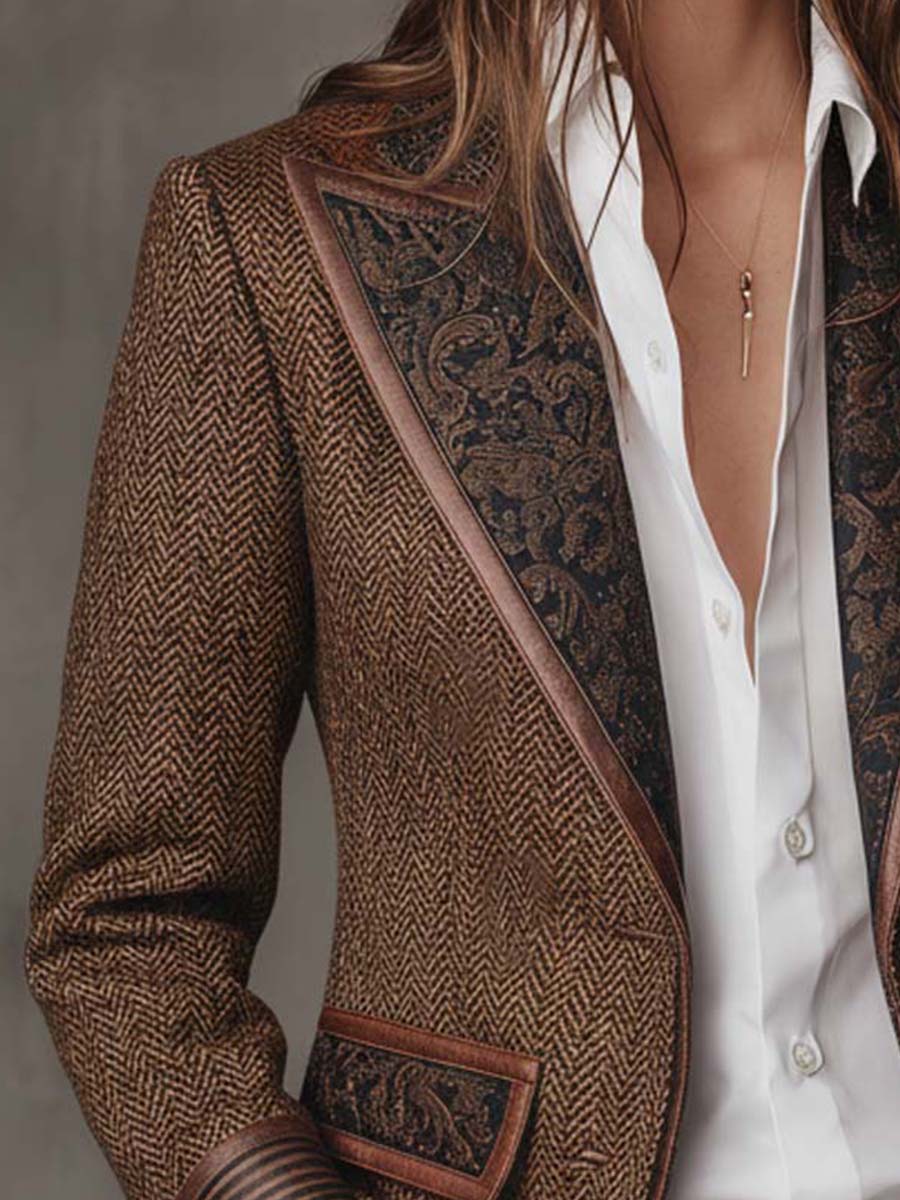 Gisèle | Chevron-Print Panelled Blazer