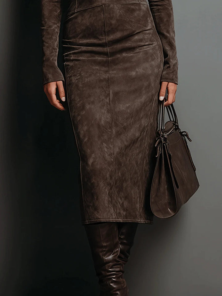 Lorène | Long Brown Midi Dress