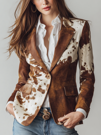 Agathe | Eco-Friendly Vintage Cow-Print Blazer