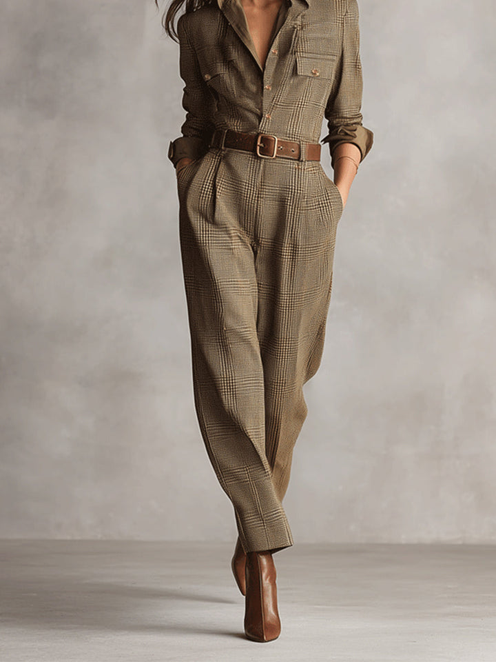 Célia | Brown Jumpsuit with Sophisticated Details