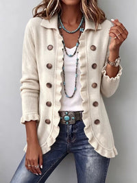 Adelina | Ivory Ruffled Knit Jacket