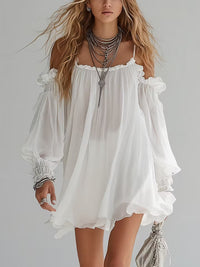 Mélusine | Off-Shoulder Mini Fluid Bohemian Dress