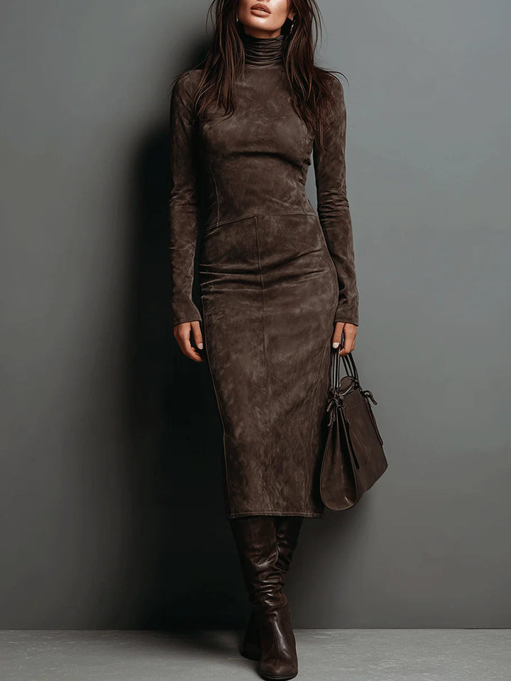 Lorène | Long Brown Midi Dress