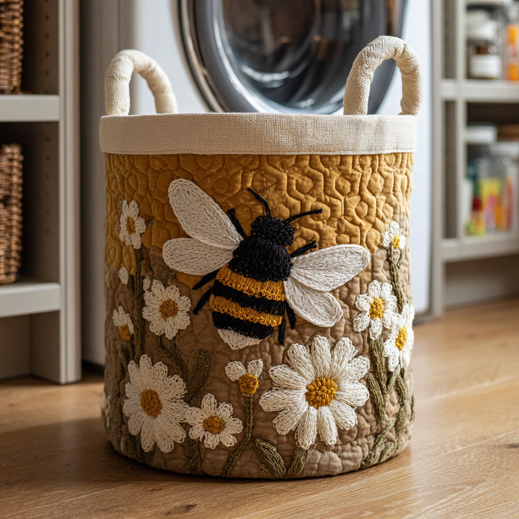 Idonea™ | Daisy Bee Quilted Laundry Basket