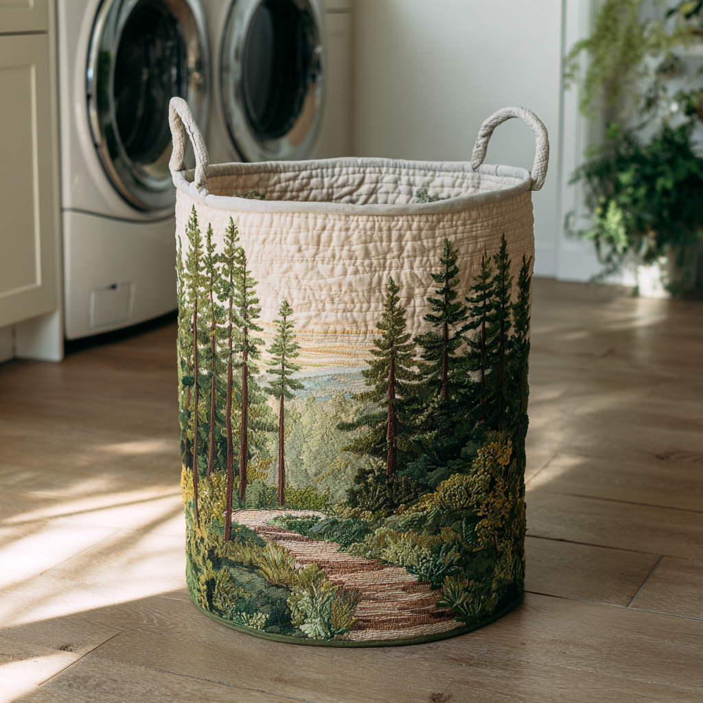 Olwen™ | Forest Quilted Laundry Basket