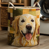 Nesta™ | Happy Golden Retriever Quilted Laundry Basket