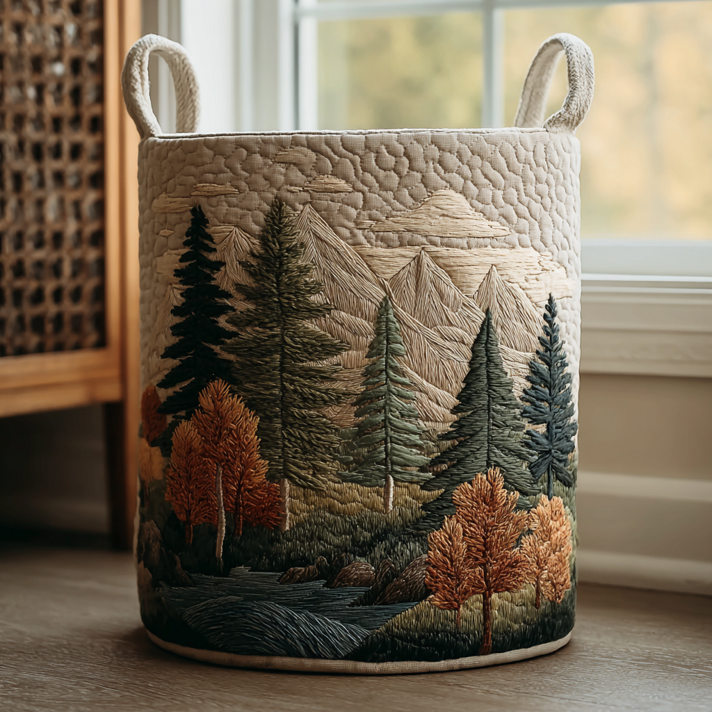 Olwen™ | Forest Quilted Laundry Basket