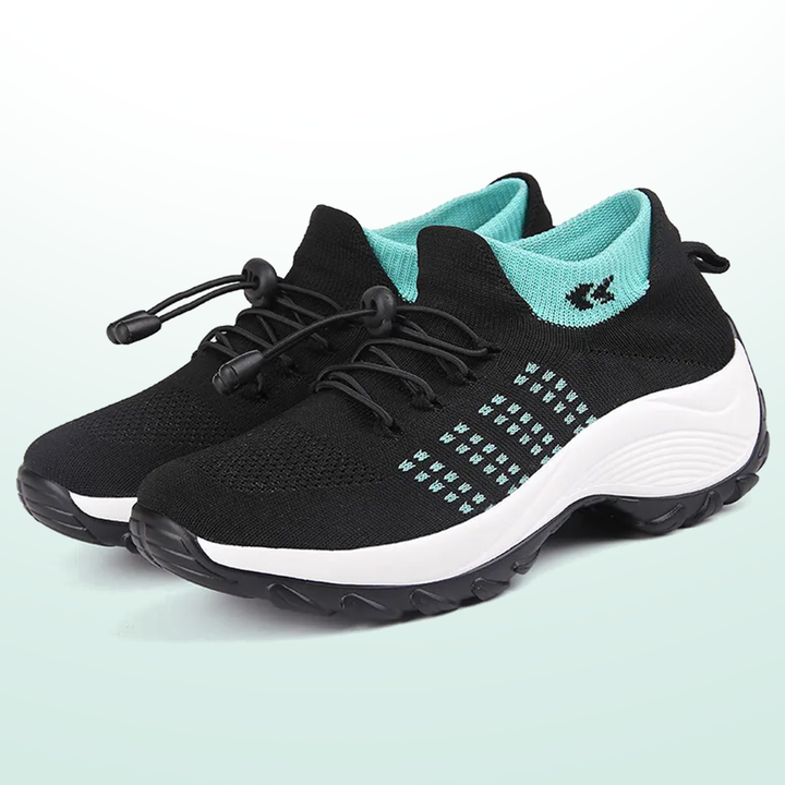 Linda – Orthopedic Knit Fabric Shoes in Green & Black