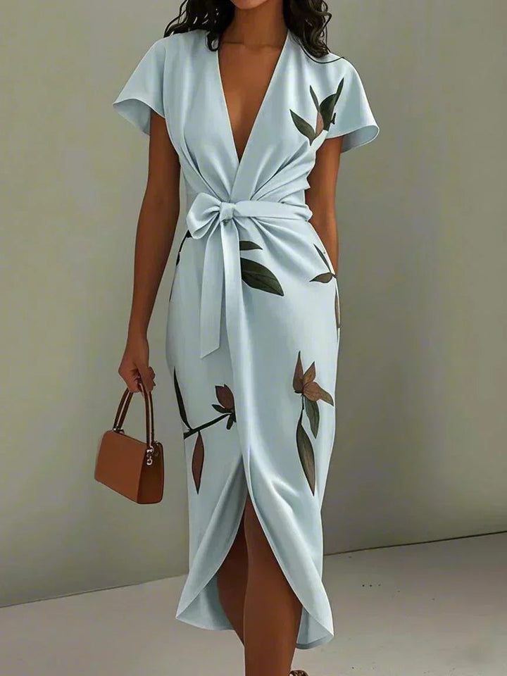 Elegant Botanical Wrap Dress