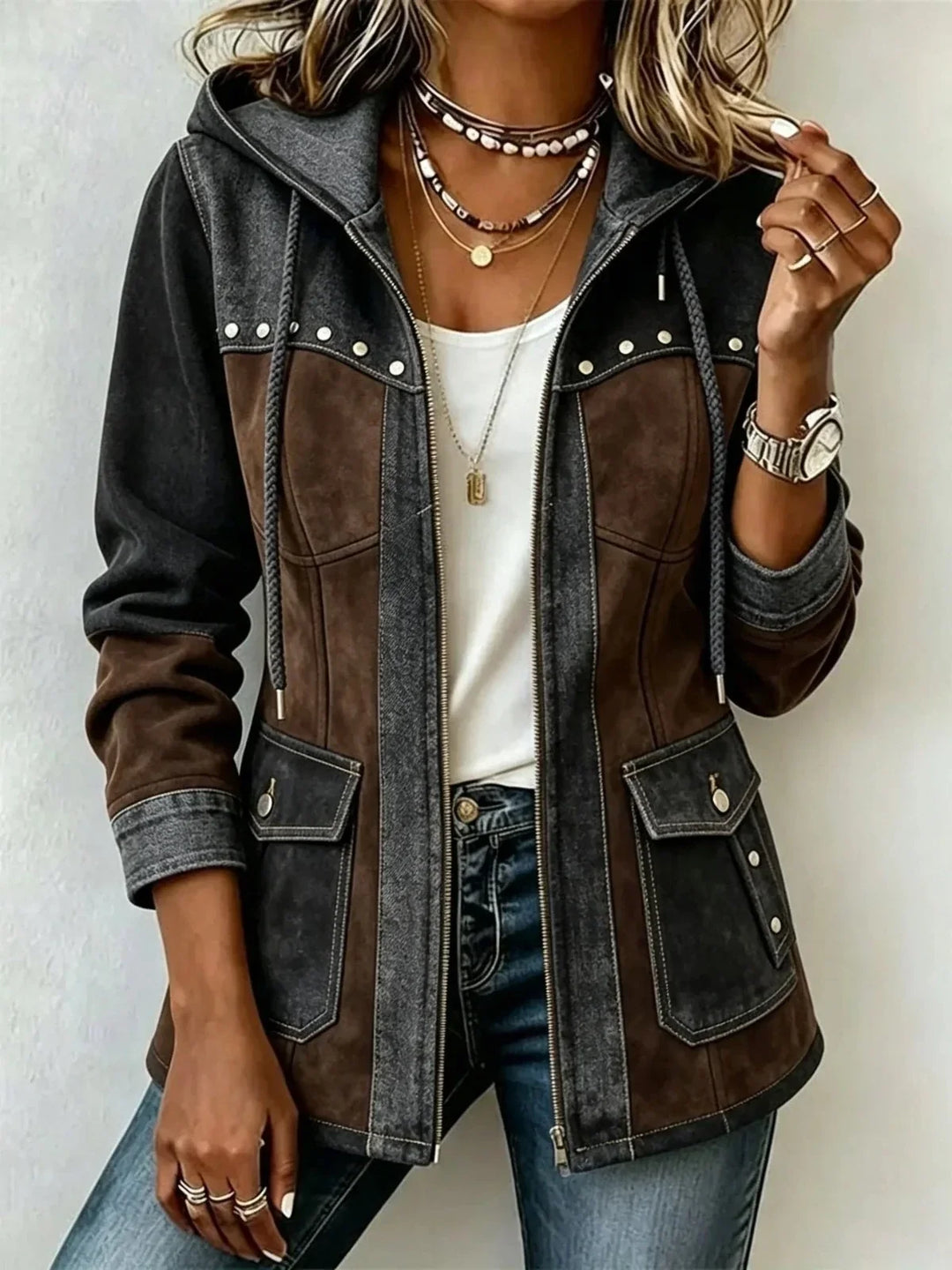 DELACROIX | Véronique Two-Material Hooded Jacket