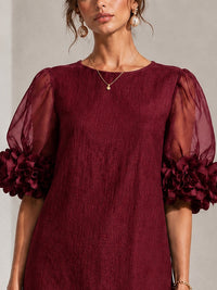 Philippa | Floral-Cuff Puff-Sleeve Mini Dress