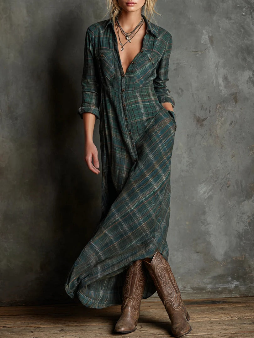 Valentine | Long Plaid Dress
