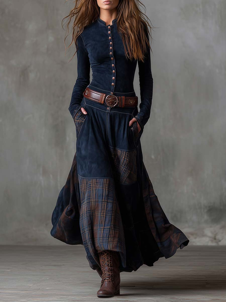 Élise | Maxi Suede Dress with Belt