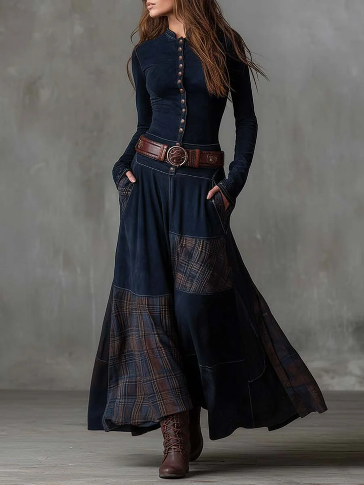 Élise | Maxi Suede Dress with Belt