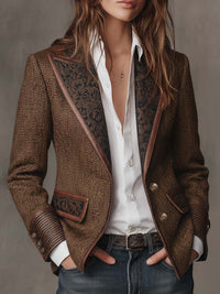 Gisèle | Chevron-Print Panelled Blazer