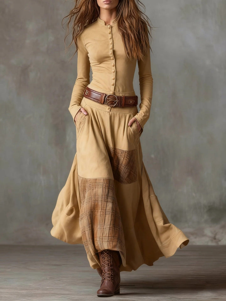 Élise | Maxi Suede Dress with Belt