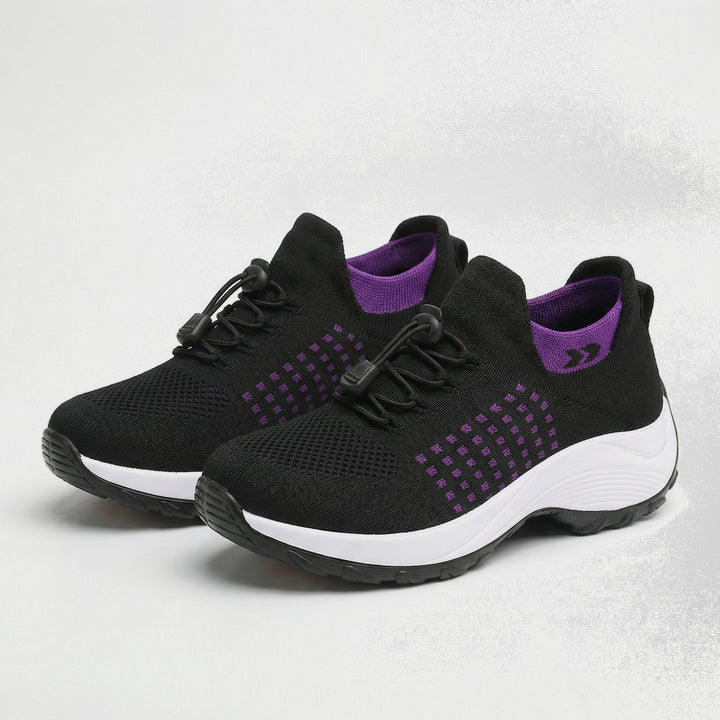 Ava – Orthopedic Knit Fabric Shoes in Purple & Black