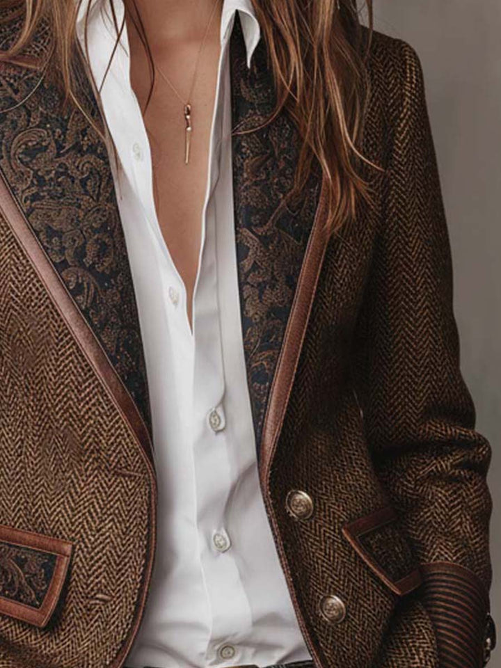 Gisèle | Chevron-Print Panelled Blazer