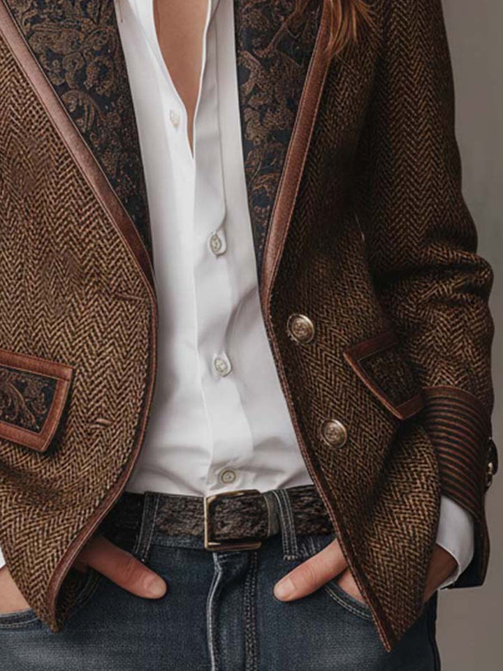 Gisèle | Chevron-Print Panelled Blazer