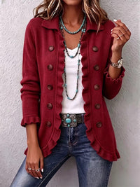 Rosalía | Ruby Red Ruffled Knit Jacket