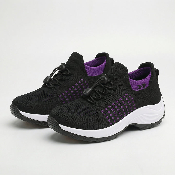 Ava – Orthopedic Knit Fabric Shoes in Purple & Black