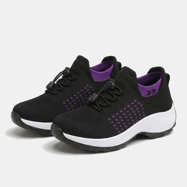 Ava – Orthopedic Knit Fabric Shoes in Purple & Black