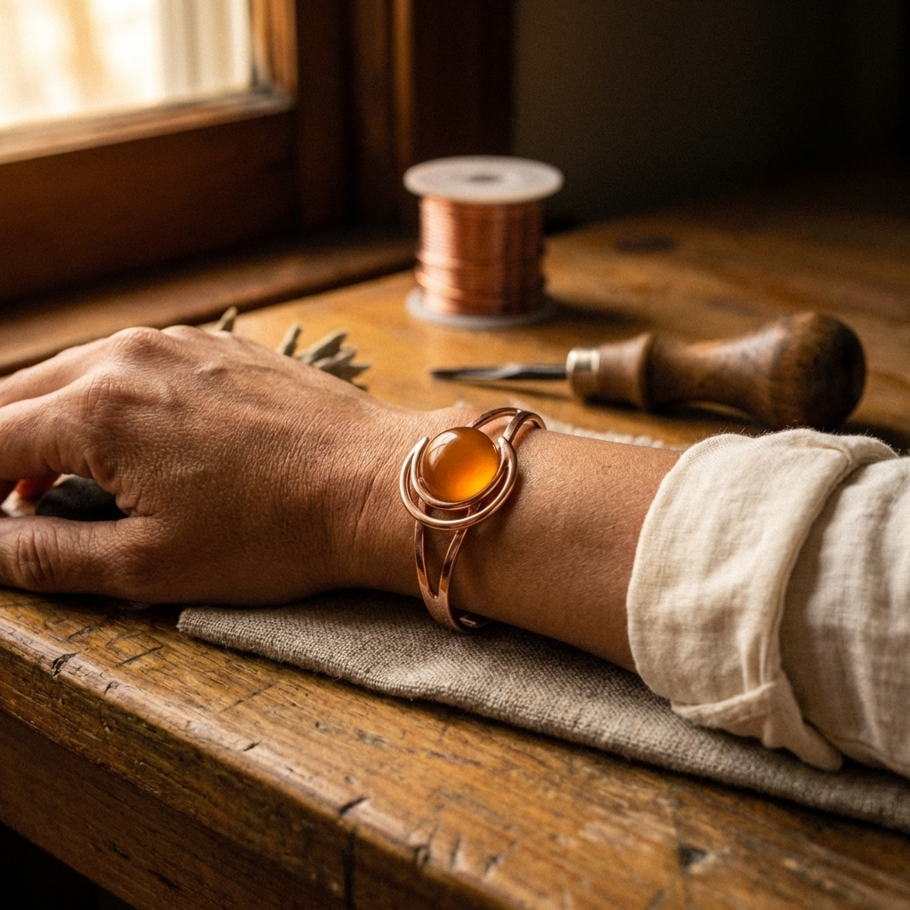 Amelia's Sphere Orange Copper Bracelet