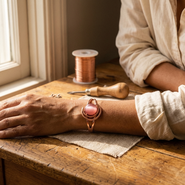 Amelia's Sphere Pink Copper Bracelet