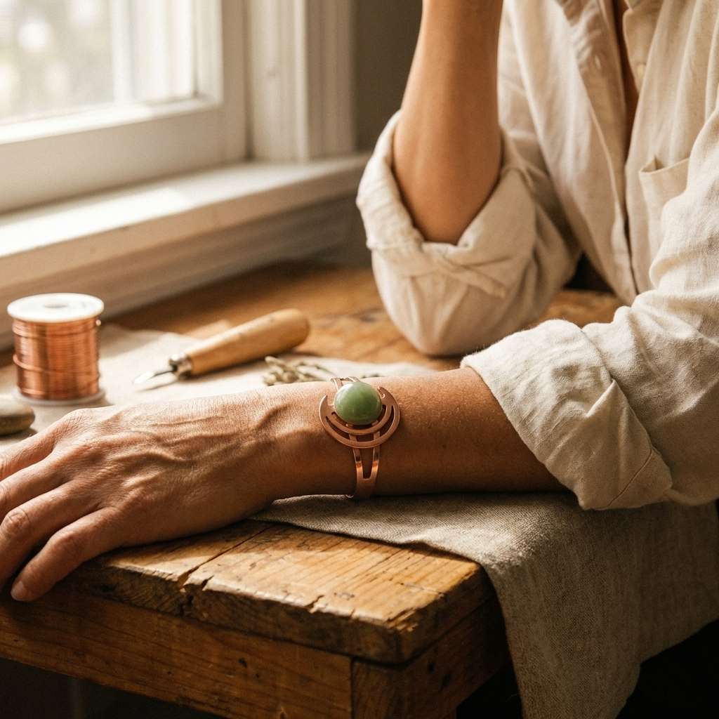 Amelia's Sphere Green Copper Bracelet