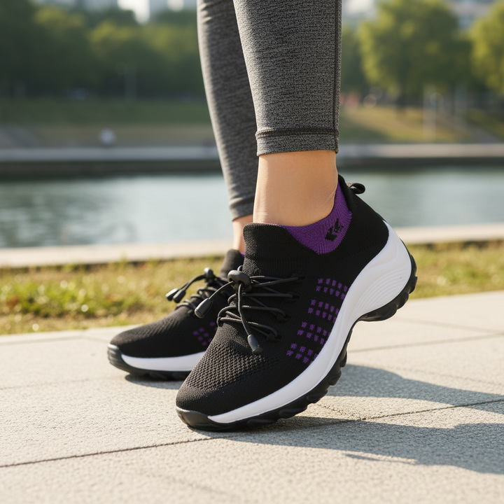 Ava – Orthopedic Knit Fabric Shoes in Purple & Black