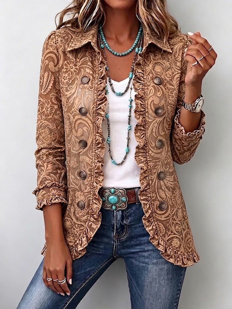 Concepción | Retro Floral Ruffled Jacket
