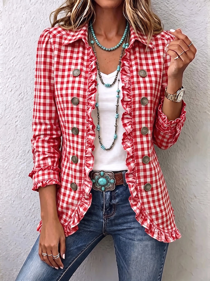 Purificación | Vichy Ruffled Check Jacket