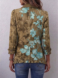 Floral Gradient Ruffled Jacket for Health and Wellness