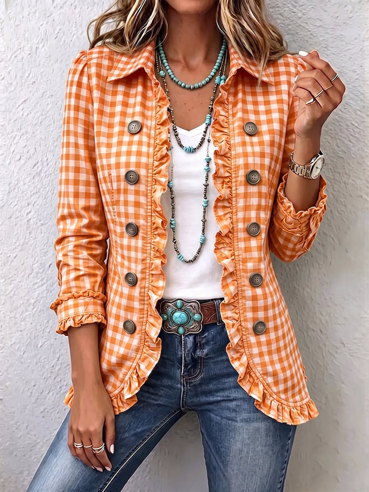 Purificación | Vichy Ruffled Check Jacket