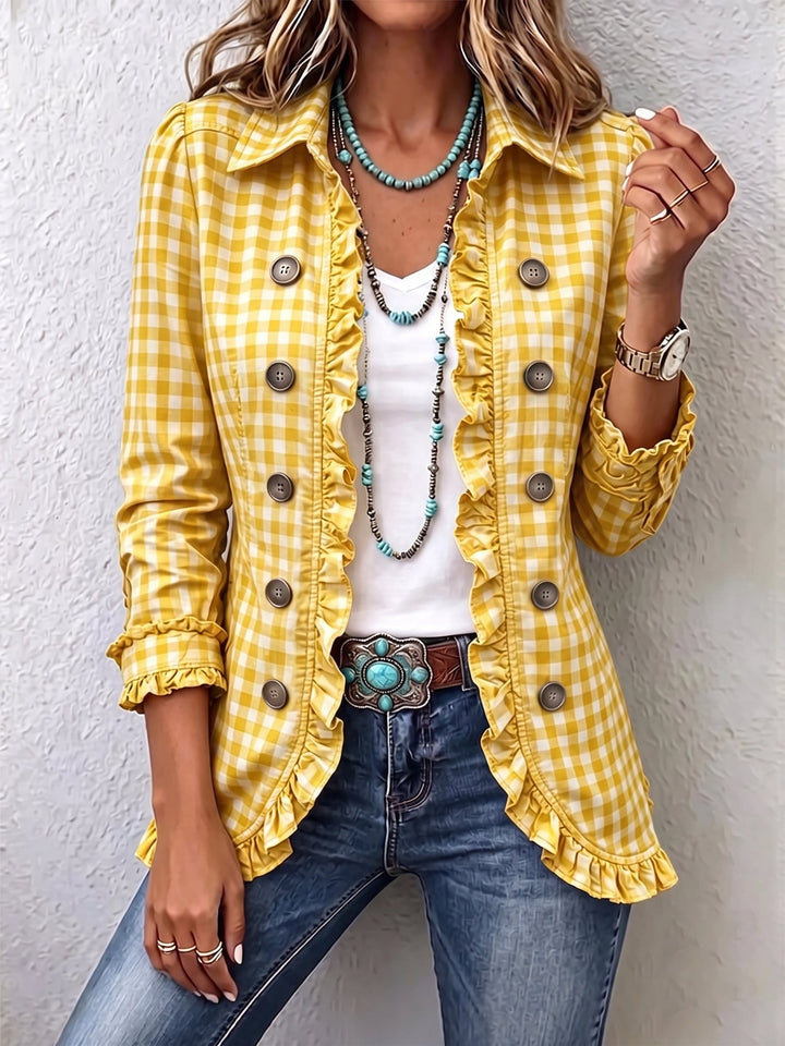 Purificación | Vichy Ruffled Check Jacket