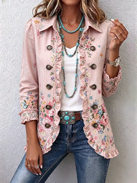 Araceli | Ruffled Floral Jacket with Button Details
