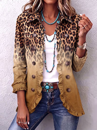 Reyes | Ruffled Ochre Leopard Blazer Jacket