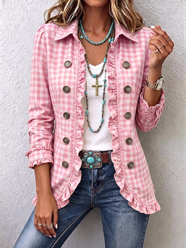 Purificación | Vichy Ruffled Check Jacket