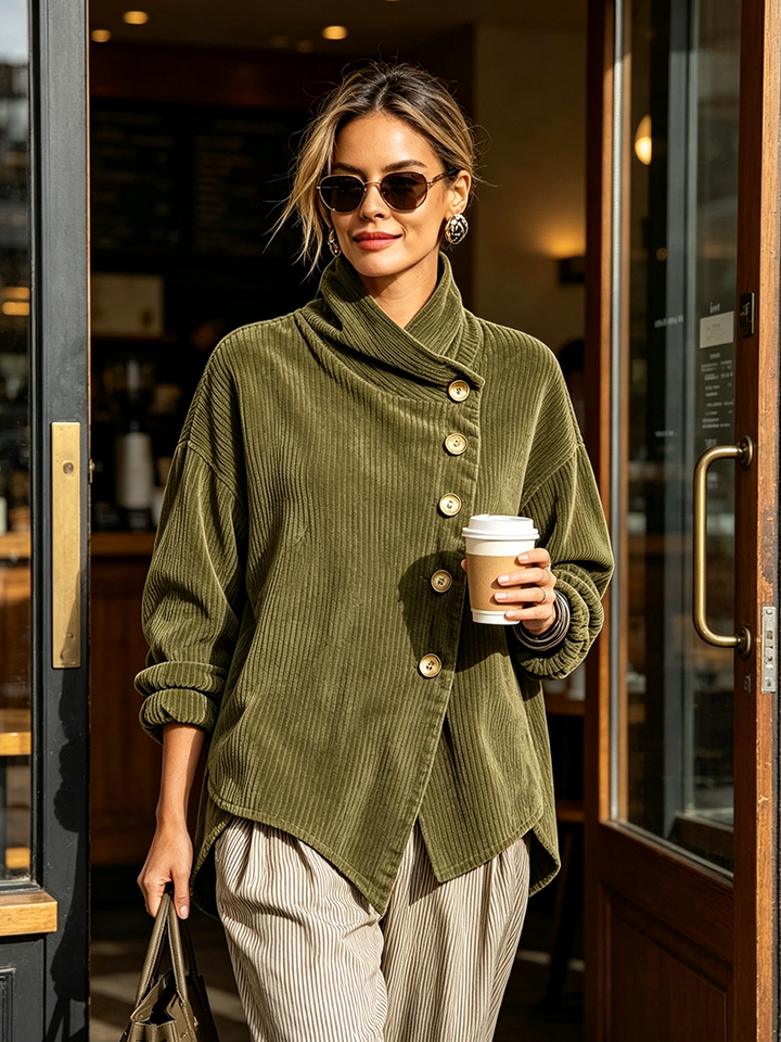 Sylvie – Oversized Jacket with Wraparound Collar and Buttons
