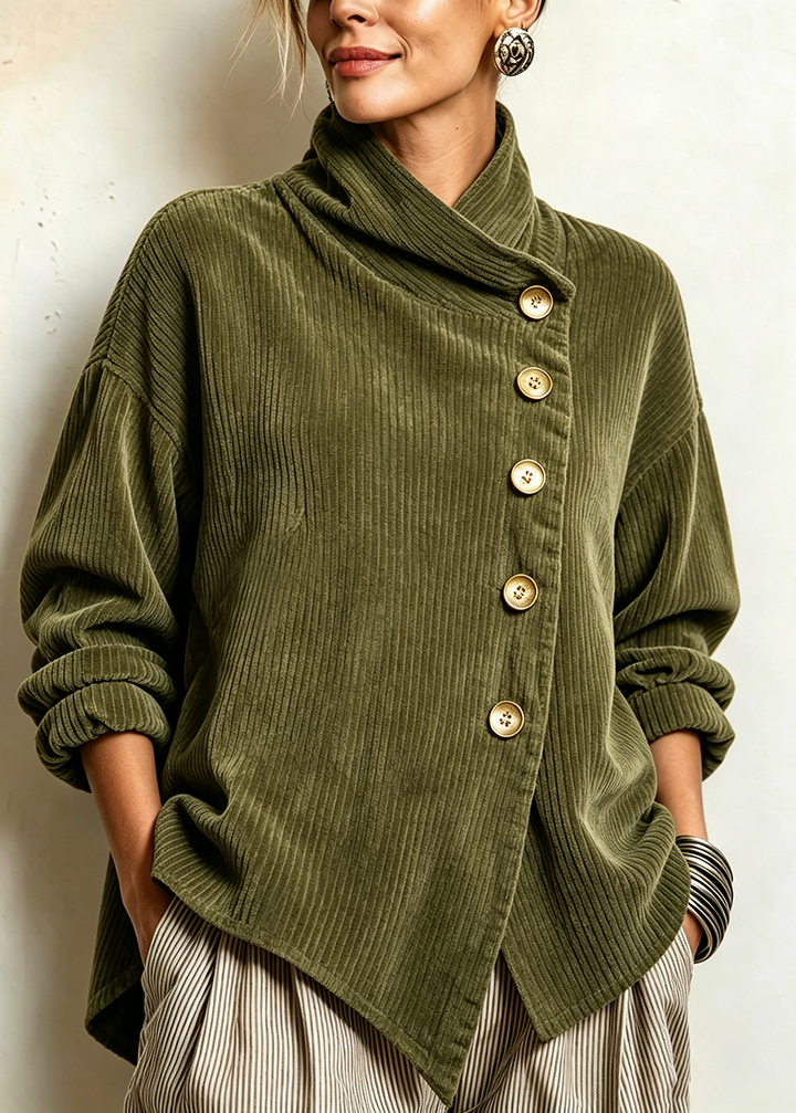 Sylvie – Oversized Jacket with Wraparound Collar and Buttons
