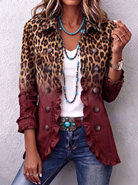 Tomasa | Ruffled Leopard Print Blazer Jacket